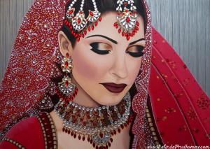 HUGE Custom Preeti Ruby Indian Bride Portrait Painting