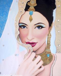 HUGE Custom Preeti Sapphire Indian Bride Portrait Painting